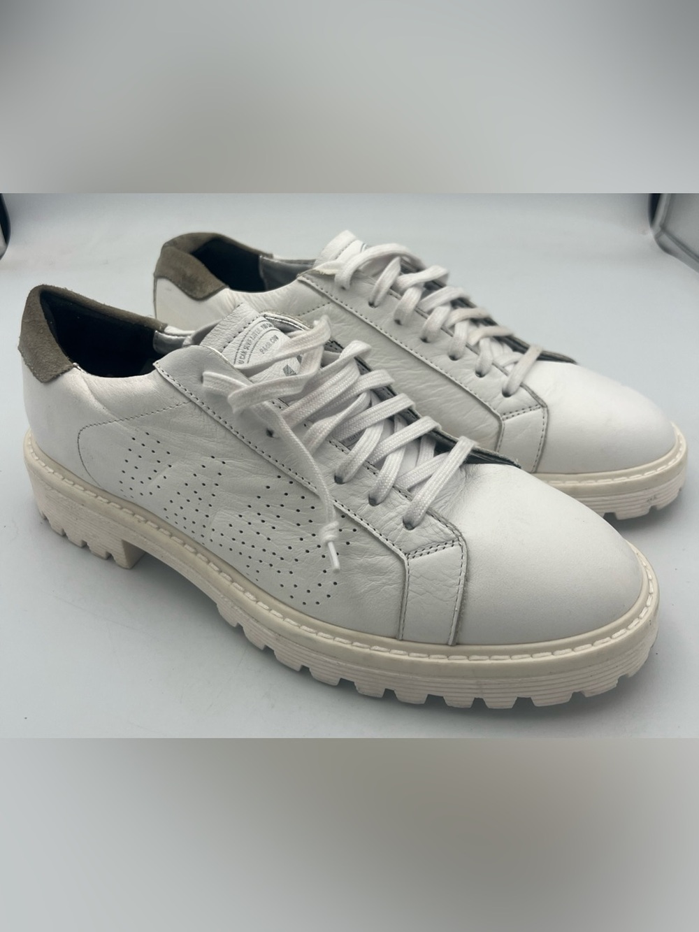 P448 'Bull' Low Top Sneakers White Leather Perforated Women’s US9 EU39 MSRP $298